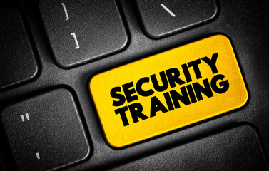 Fototapeta premium Security Training text button on keyboard, concept background