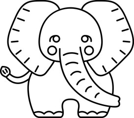 elephant animal zoo outline drawing 
