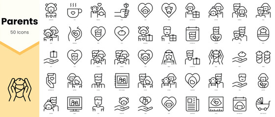 Set of parents Icons. Simple line art style icons pack. Vector illustration