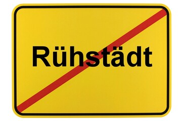 Illustration eines Ortsschildes der Gemeinde Rühstädt in Brandenburg