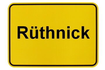 Illustration eines Ortsschildes der Gemeinde Rüthnick in Brandenburg
