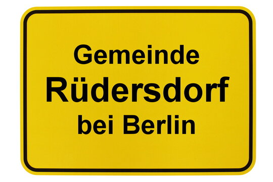 Illustration eines Ortsschildes der Gemeinde Rüdersdorf bei Berlin in Brandenburg