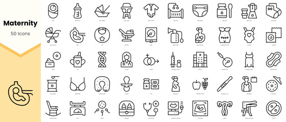 Set of maternity Icons. Simple line art style icons pack. Vector illustration - obrazy, fototapety, plakaty