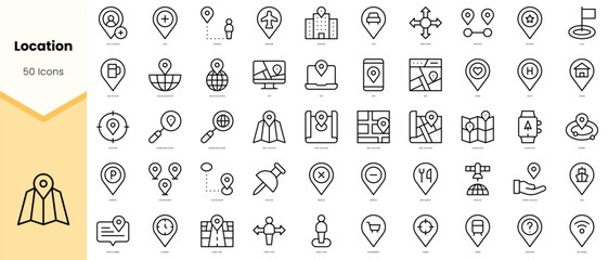 Set of location Icons. Simple line art style icons pack. Vector illustration