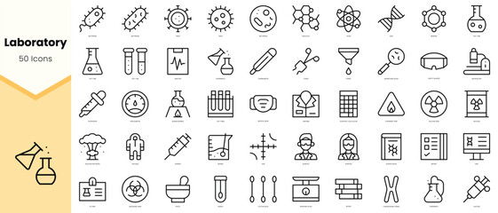 Set of laboratory Icons. Simple line art style icons pack. Vector illustration - obrazy, fototapety, plakaty