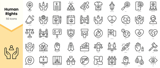 Fototapeta na wymiar Set of human rights Icons. Simple line art style icons pack. Vector illustration