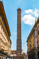 view of Torre Degli Asinelli leaning towers, the tallest in Bologna © Enrico Della Pietra