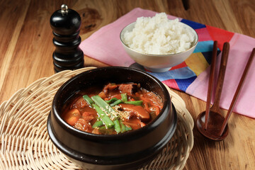 Korean Traditional Kimchi Jjigae Soup.