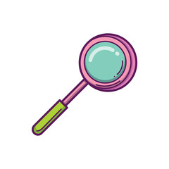 Hand drawn illustration of magnifier in doodle style isolated on white background