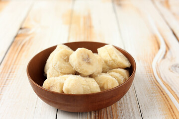 Frozen Sliced Banana on Bowl