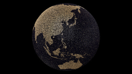 Obraz na płótnie Canvas Glitter Earth on black background