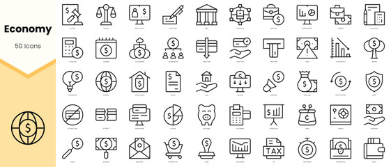 Set of economy Icons. Simple line art style icons pack. Vector illustration