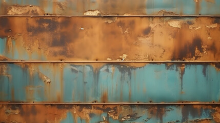 Old grunge copper bronze rusty texture background. Distressed cracked patina siding.