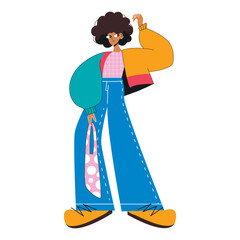 Young African American girl posing in fashionable clothes.
