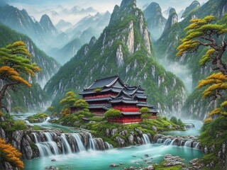 中国山水画風景