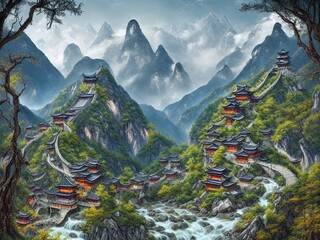 中国山水画風景