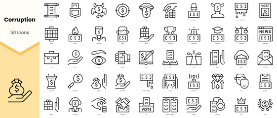 Set of corruption Icons. Simple line art style icons pack. Vector illustration - obrazy, fototapety, plakaty