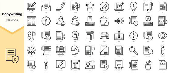 Set of copywriting Icons. Simple line art style icons pack. Vector illustration