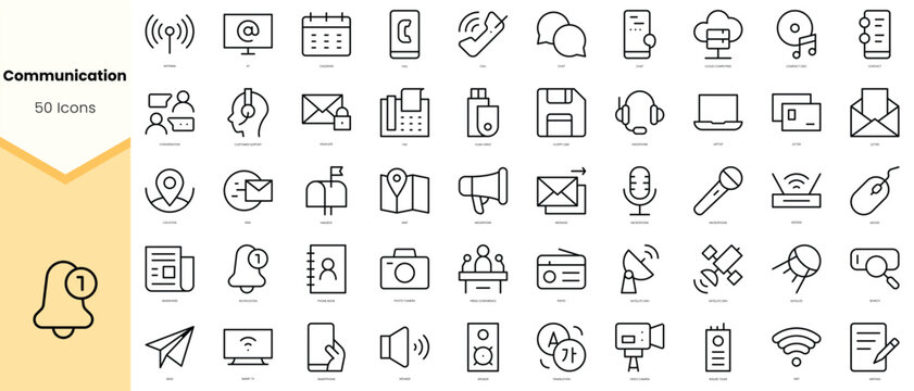 Set of communication Icons. Simple line art style icons pack. Vector illustration