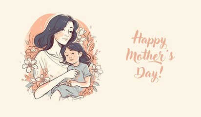 Obraz premium Happy Mother day, Greeting card. Generative AI