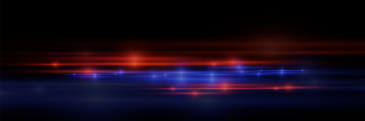 Glowing speed lines. Light glowing effect. Abstract lines of motion. On a black background.