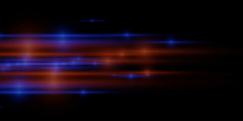 Glowing speed lines. Light glowing effect. Abstract lines of motion. On a black background.