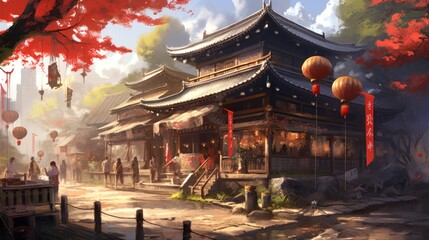 Obraz premium Japan fantasy style scene art