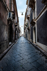 Fototapeta na wymiar Typical Narrow street in Acireale on Sicily, Italy