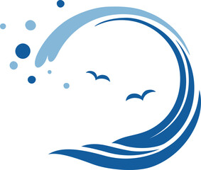 海の波の円形デザイン　シンボル