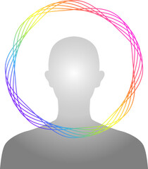 虹色の波の輪と人物のデザイン