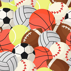 Seamless pattern with different sport balls.