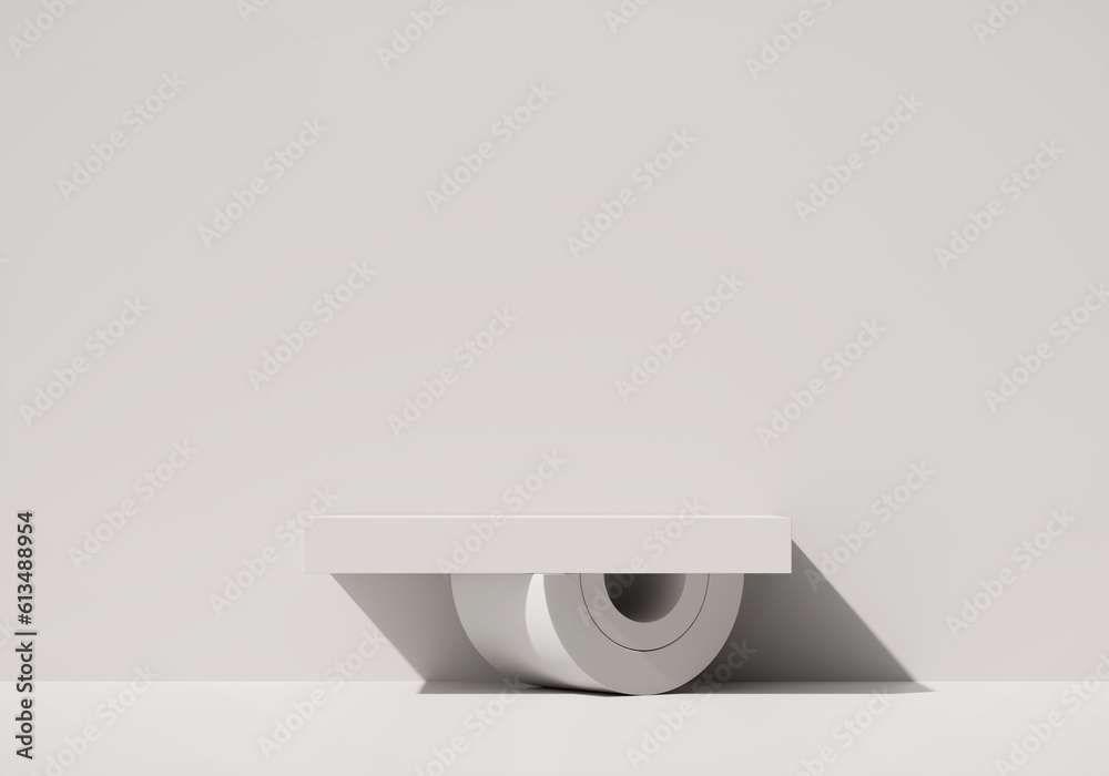 Poster abstract minimal modern white podium platform for product display showcase 3d rendering