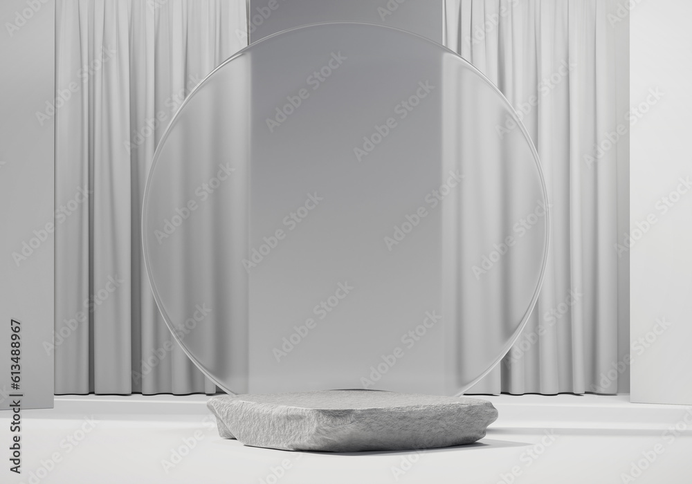 Poster abstract minimal modern white podium platform for product display showcase 3d rendering