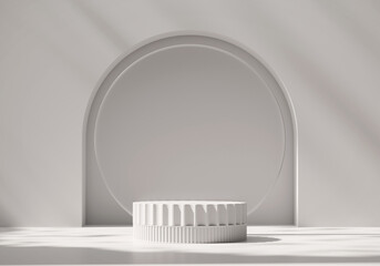 Abstract Minimal Modern White Podium Platform For Product Display Showcase 3D Rendering