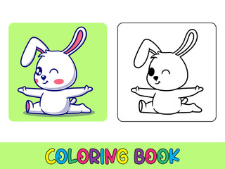 Vector coloring book animal activity. Coloring book cute animal for education cute rabbit black and white illustration