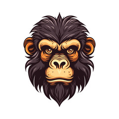 Monkey head mascot. Logo design. Illustration for printing on t-shirts.
