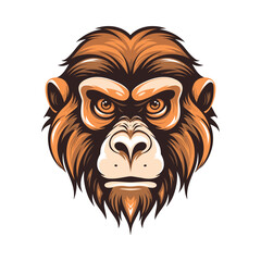 Monkey head mascot. Logo design. Illustration for printing on t-shirts.