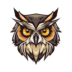 Owl head mascot. Logo design. Illustration for printing on t-shirts.