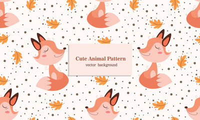 Fox mammal animal seamless pattern background in forest