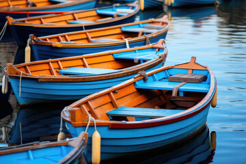 Fototapeta na wymiar colorful boats on water dock. generative ai
