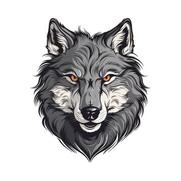 Wolf head mascot. Logo design. Illustration for printing on t-shirts.