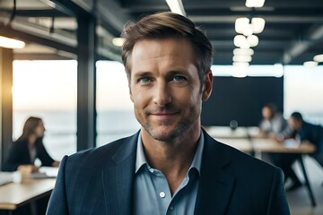 Smiling handsome businessman. Generative AI