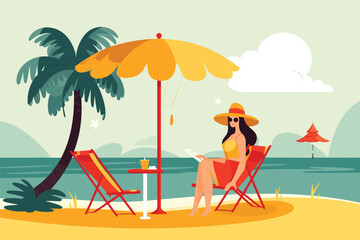 summer season flat design vector illustration, summer season background vector illustration