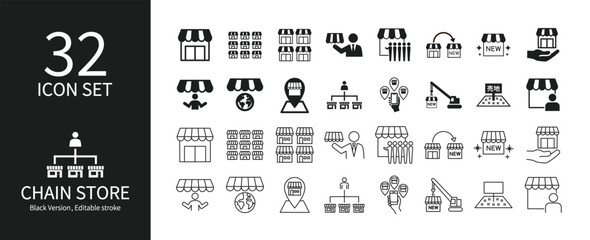 Icon set related to chain stores