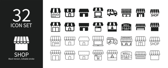 Icon set related to stores