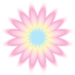 abstract blur gradient flower shape in pastel color, y2k style element for social post, banner, poster, png isolated on transparent background.