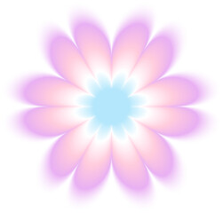 Purple aura flower, y2k blur gradient shape for social post, banner, poster, png isolated on transparent background.