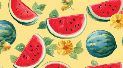 Muted Watermelon Tapestry Generative AI