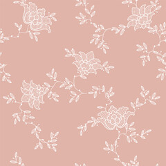 Obraz premium seamless pattern of flowers, branches and leaves