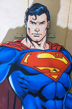 Portrait of a drawing of Superman. Superhero, warner, DC and comics concept.